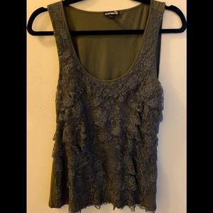 Express Women’s Green Lace Tank